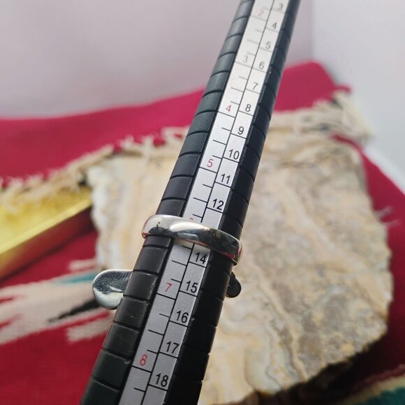 Southwest Sterling Silver Prickly Pear Cactus Ring w/Turquoise & Coral Size 6 - Picture 6 of 7